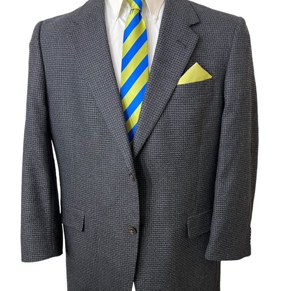 HART SCHAFFNER & MARX MENS 100% PURE WOOL BLAZER BLACK AND GRAY HOUNDSTO… - Picture 9 of 9